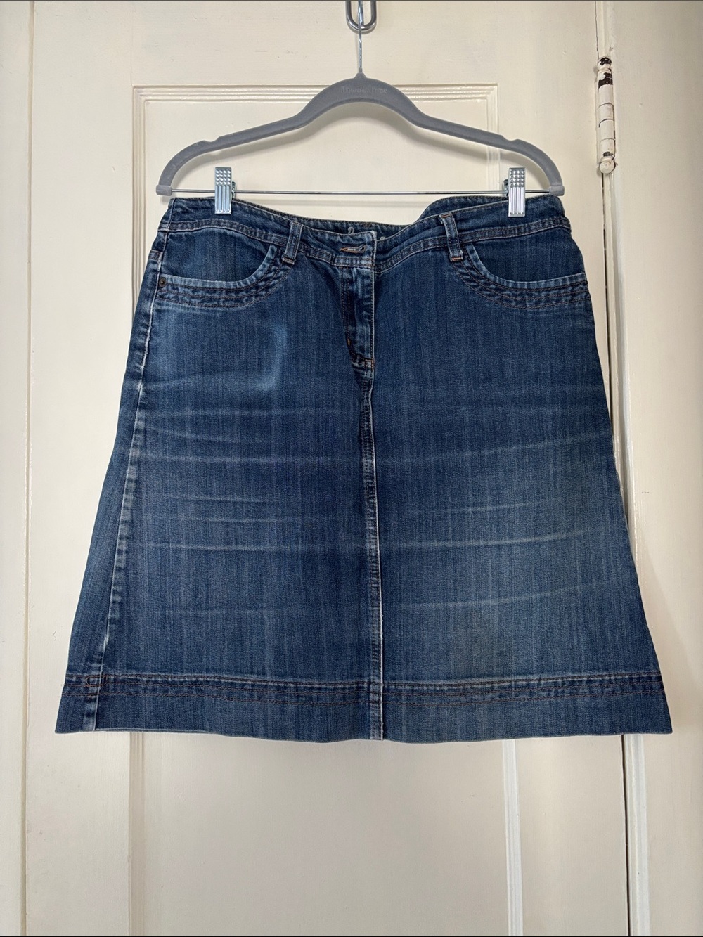 Boden Dark Blue Denim A-Line Skirt